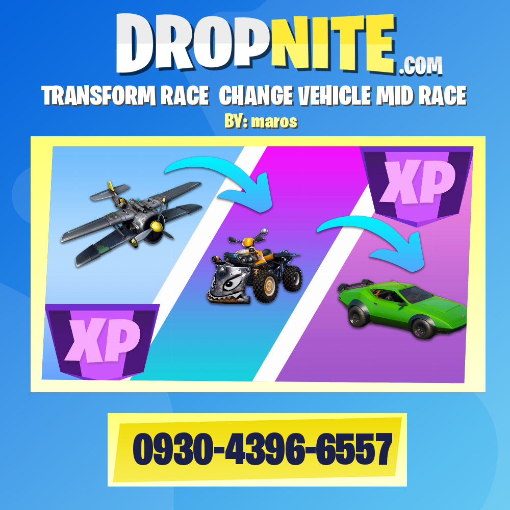 TRANSFORM RACE - CHANGE VEHICLE MID RACE - Fortnite Creative Map